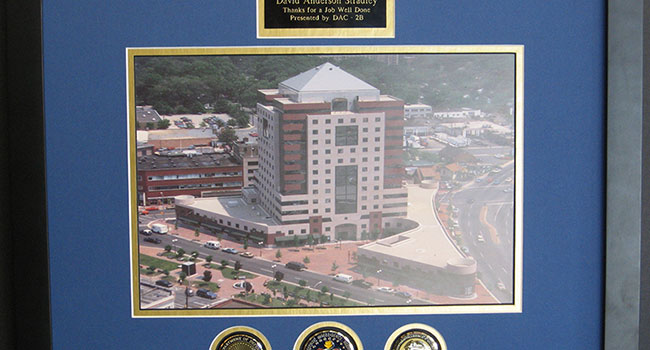 MILITARY: Commemorative Frame w/ Coins & Plate